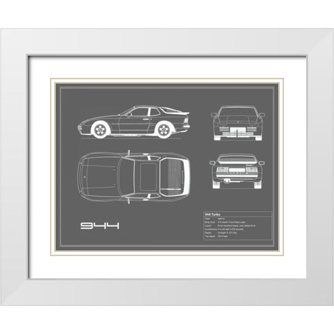 Porsche 944 Turbo-Grey White Modern Wood Framed Art Print with Double Matting by Rogan, Mark