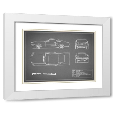 Shelby Mustang GT500-Grey White Modern Wood Framed Art Print with Double Matting by Rogan, Mark