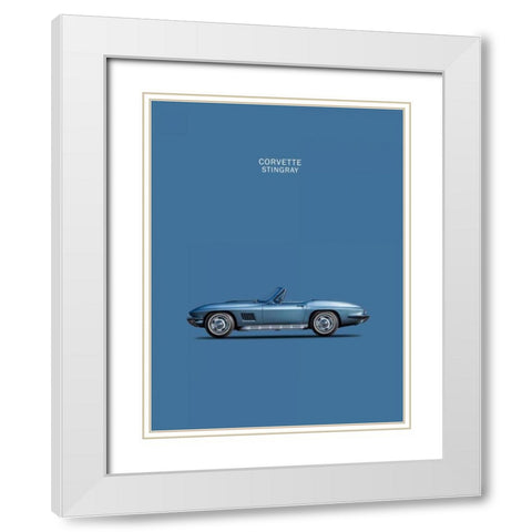 Corvette Stingray 1967 Blue White Modern Wood Framed Art Print with Double Matting by Rogan, Mark