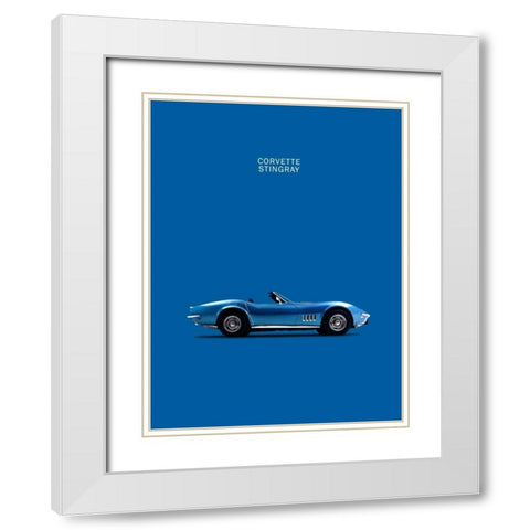 Corvette Stingray Blue White Modern Wood Framed Art Print with Double Matting by Rogan, Mark