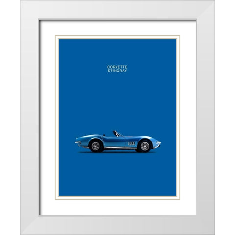 Corvette Stingray Blue White Modern Wood Framed Art Print with Double Matting by Rogan, Mark
