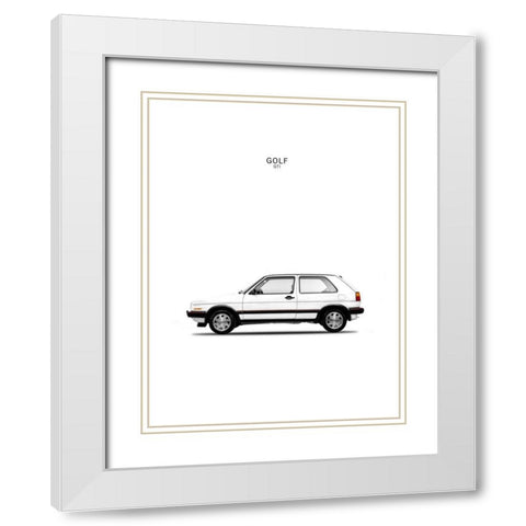 Golf GTI Mk2 White White Modern Wood Framed Art Print with Double Matting by Rogan, Mark