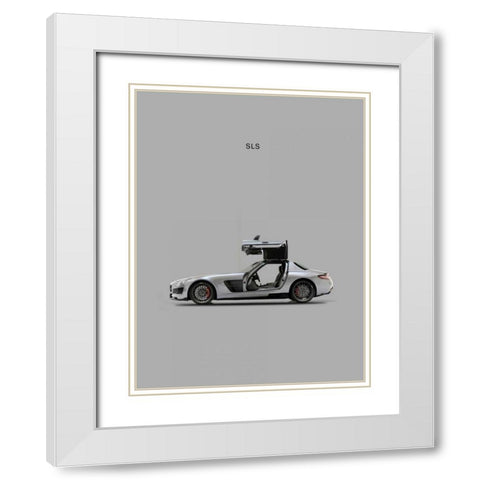 Mercedes SLS Grey White Modern Wood Framed Art Print with Double Matting by Rogan, Mark