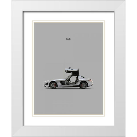 Mercedes SLS Grey White Modern Wood Framed Art Print with Double Matting by Rogan, Mark