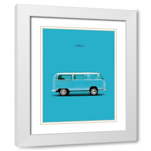 VW Type 2 Sky Blue White Modern Wood Framed Art Print with Double Matting by Rogan, Mark