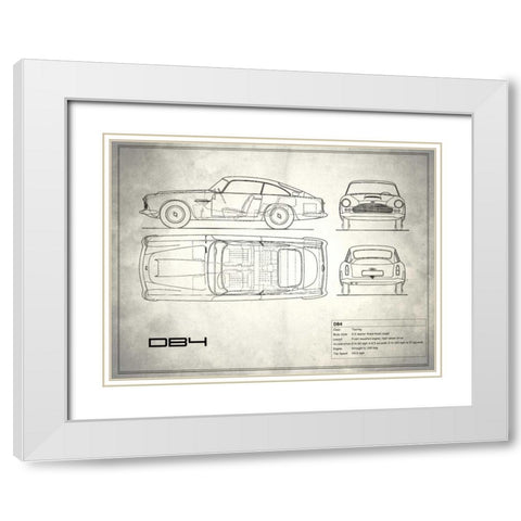 Aston DB4 White White Modern Wood Framed Art Print with Double Matting by Rogan, Mark