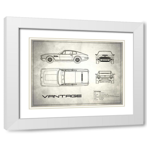 Aston V8 Vantage White White Modern Wood Framed Art Print with Double Matting by Rogan, Mark