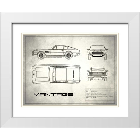 Aston V8 Vantage White White Modern Wood Framed Art Print with Double Matting by Rogan, Mark