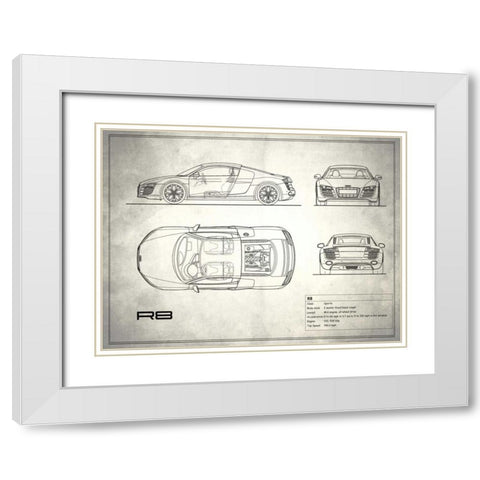 Audi R8 V10 White White Modern Wood Framed Art Print with Double Matting by Rogan, Mark
