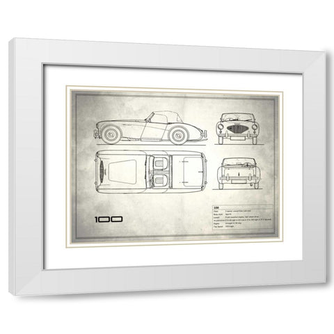 Austin-Healey 100 White White Modern Wood Framed Art Print with Double Matting by Rogan, Mark