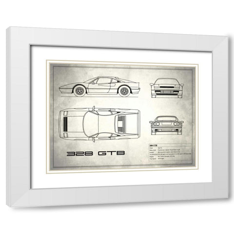 Ferrari 328-GTB White White Modern Wood Framed Art Print with Double Matting by Rogan, Mark