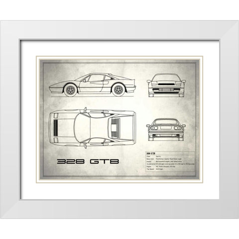 Ferrari 328-GTB White White Modern Wood Framed Art Print with Double Matting by Rogan, Mark
