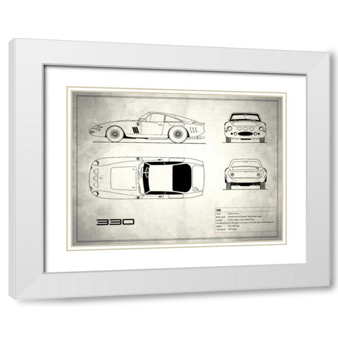 Ferrari 330 White White Modern Wood Framed Art Print with Double Matting by Rogan, Mark