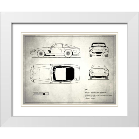 Ferrari 330 White White Modern Wood Framed Art Print with Double Matting by Rogan, Mark