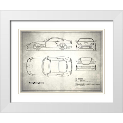 Ferrari 550 White White Modern Wood Framed Art Print with Double Matting by Rogan, Mark