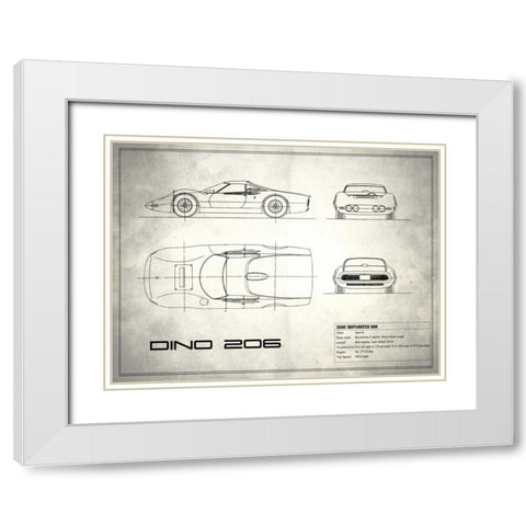 Ferrari Dino206 1965 White White Modern Wood Framed Art Print with Double Matting by Rogan, Mark