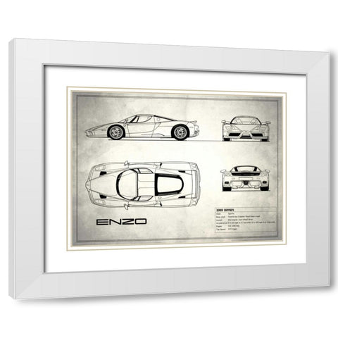 Ferrari Enzo White White Modern Wood Framed Art Print with Double Matting by Rogan, Mark