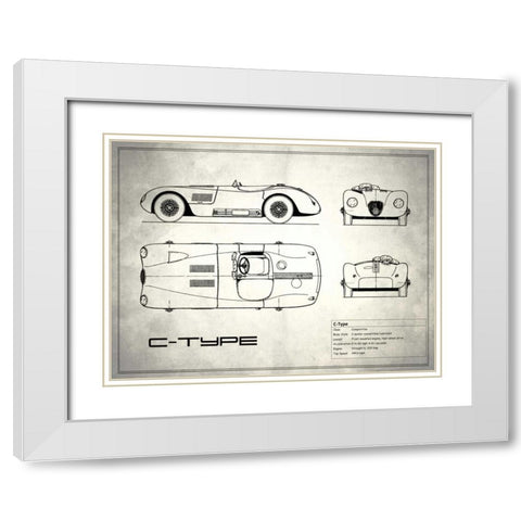 Jaguar C-Type White White Modern Wood Framed Art Print with Double Matting by Rogan, Mark
