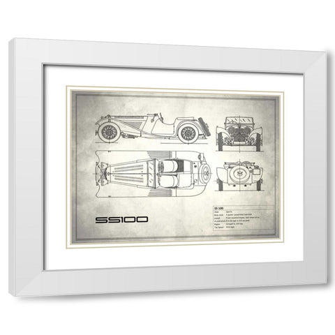 Jaguar SS1 White White Modern Wood Framed Art Print with Double Matting by Rogan, Mark