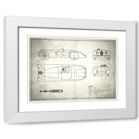 Jaguar XK-120 White White Modern Wood Framed Art Print with Double Matting by Rogan, Mark