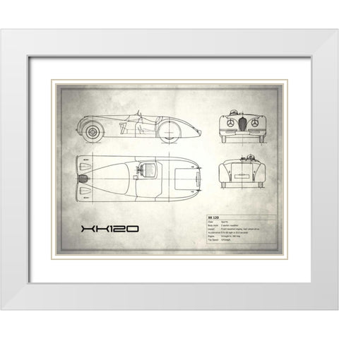 Jaguar XK-120 White White Modern Wood Framed Art Print with Double Matting by Rogan, Mark
