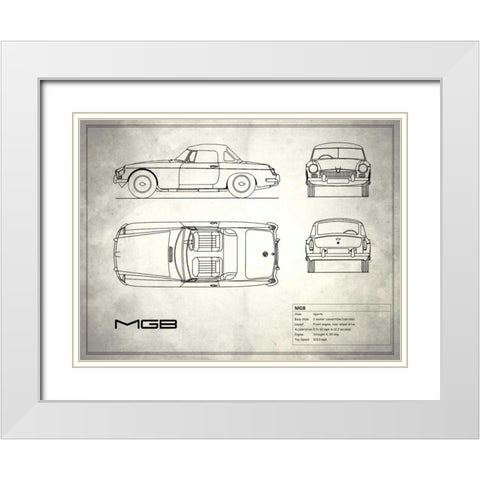 MG MGB White White Modern Wood Framed Art Print with Double Matting by Rogan, Mark