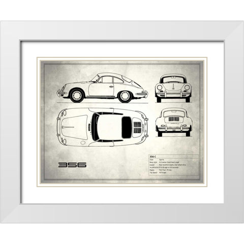 Porsche 356C White White Modern Wood Framed Art Print with Double Matting by Rogan, Mark