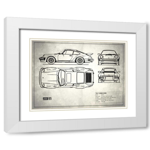Porsche 911-Turbo 1977 White Modern Wood Framed Art Print with Double Matting by Rogan, Mark