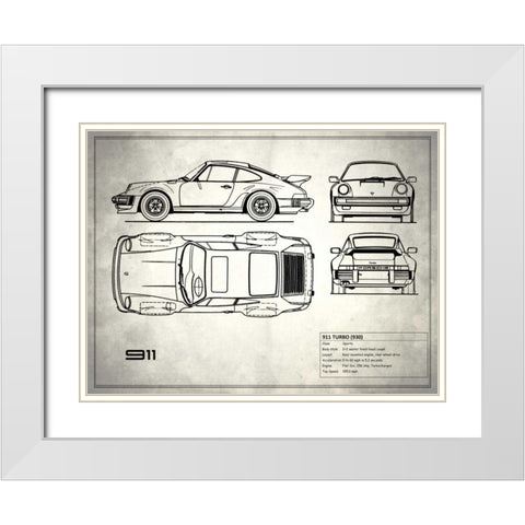 Porsche 911-Turbo 1977 White Modern Wood Framed Art Print with Double Matting by Rogan, Mark