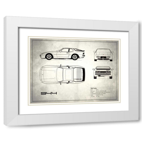 Porsche 944 Turbo White White Modern Wood Framed Art Print with Double Matting by Rogan, Mark