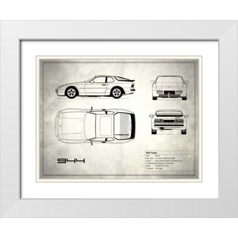 Porsche 944 Turbo White White Modern Wood Framed Art Print with Double Matting by Rogan, Mark