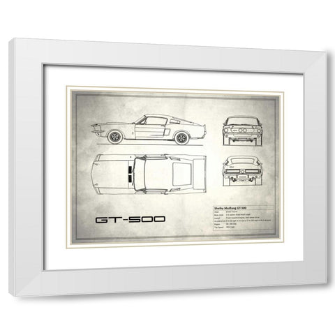 Shelby Mustang GT500 White White Modern Wood Framed Art Print with Double Matting by Rogan, Mark