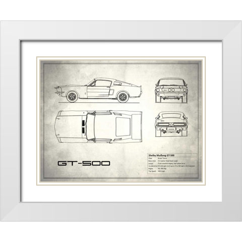 Shelby Mustang GT500 White White Modern Wood Framed Art Print with Double Matting by Rogan, Mark