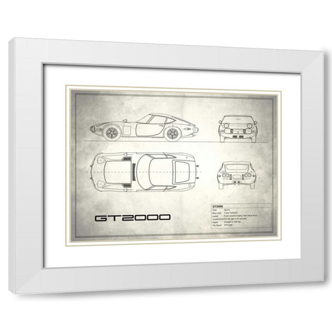 Toyota GT2000 White White Modern Wood Framed Art Print with Double Matting by Rogan, Mark