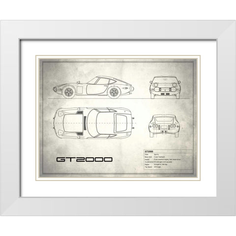 Toyota GT2000 White White Modern Wood Framed Art Print with Double Matting by Rogan, Mark