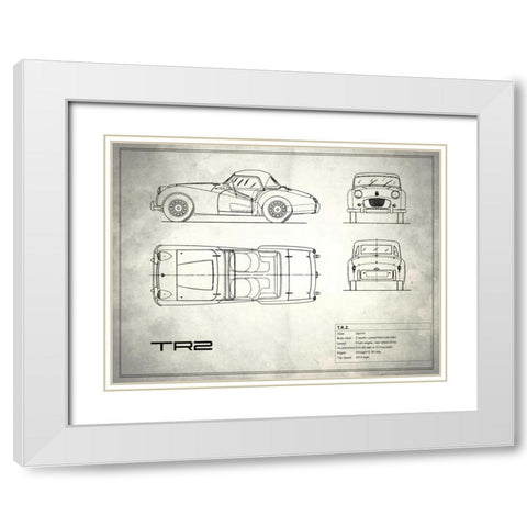 Triumph TR2 White White Modern Wood Framed Art Print with Double Matting by Rogan, Mark