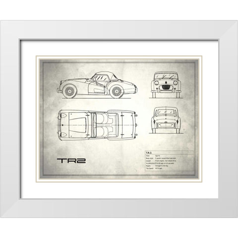 Triumph TR2 White White Modern Wood Framed Art Print with Double Matting by Rogan, Mark