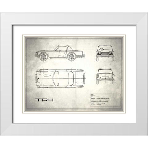 Triumph TR4 White White Modern Wood Framed Art Print with Double Matting by Rogan, Mark