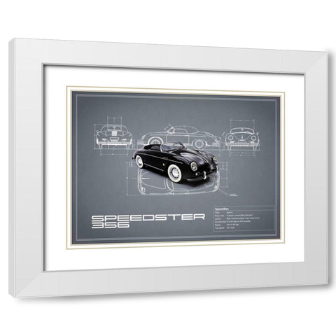 Porsche Speedster 1959 White White Modern Wood Framed Art Print with Double Matting by Rogan, Mark