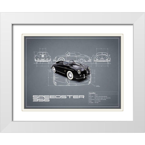 Porsche Speedster 1959 White White Modern Wood Framed Art Print with Double Matting by Rogan, Mark