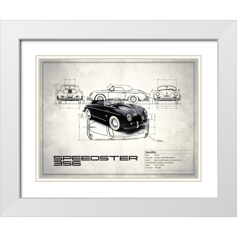 Porsche Speedster 1959 White Modern Wood Framed Art Print with Double Matting by Rogan, Mark