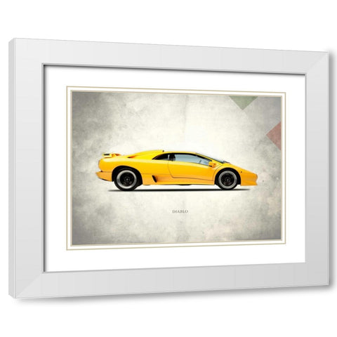 Lamborghini Diablo 1988 White Modern Wood Framed Art Print with Double Matting by Rogan, Mark