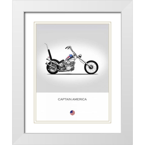 Harley Davidson Captain Americ White Modern Wood Framed Art Print with Double Matting by Rogan, Mark
