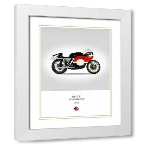 HD KR TT Road Racer 1968 White Modern Wood Framed Art Print with Double Matting by Rogan, Mark