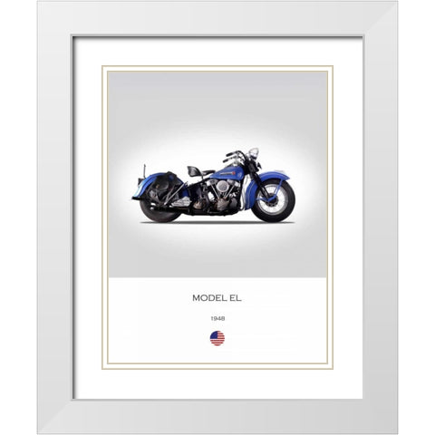 Harley Davidson Model EL 1948 White Modern Wood Framed Art Print with Double Matting by Rogan, Mark