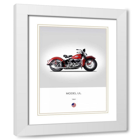 Harley Davidson Model UL 1941 White Modern Wood Framed Art Print with Double Matting by Rogan, Mark