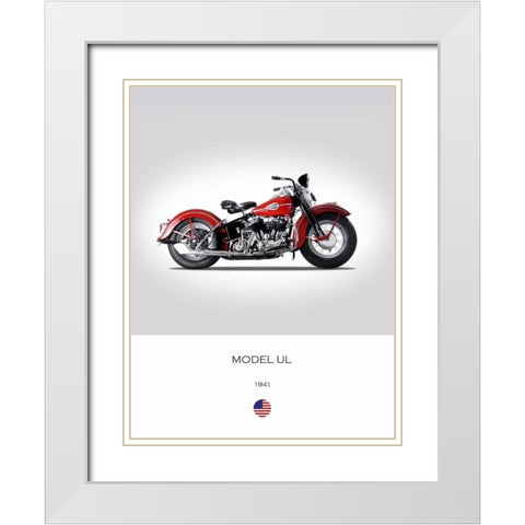 Harley Davidson Model UL 1941 White Modern Wood Framed Art Print with Double Matting by Rogan, Mark