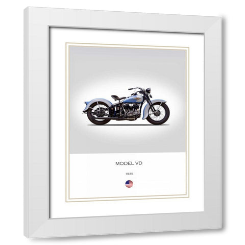 Harley Davidson Model VD 1935 White Modern Wood Framed Art Print with Double Matting by Rogan, Mark