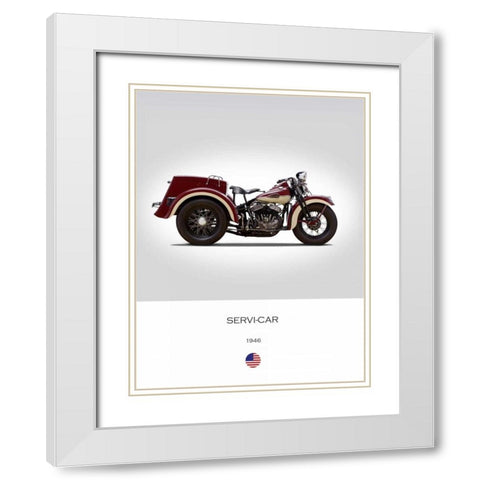 Harley Davidson Servi Car 1946 White Modern Wood Framed Art Print with Double Matting by Rogan, Mark