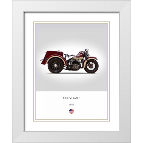 Harley Davidson Servi Car 1946 White Modern Wood Framed Art Print with Double Matting by Rogan, Mark